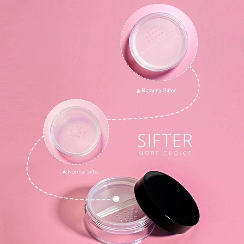 Empty 5/10/20/30g Plastic Loose Powder Jars – Rotating Sifter Containers with Twist Lid for Cosmetic Packaging