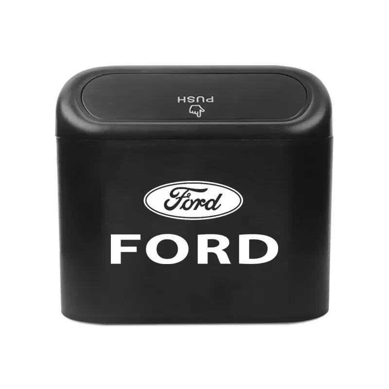 

New 2026 Car Sticker Car Trash Bin Hanging Storage Box ABS Square Pressing Trash Bin For Ford Fiesta EcoSport Ranger Mondeo Must