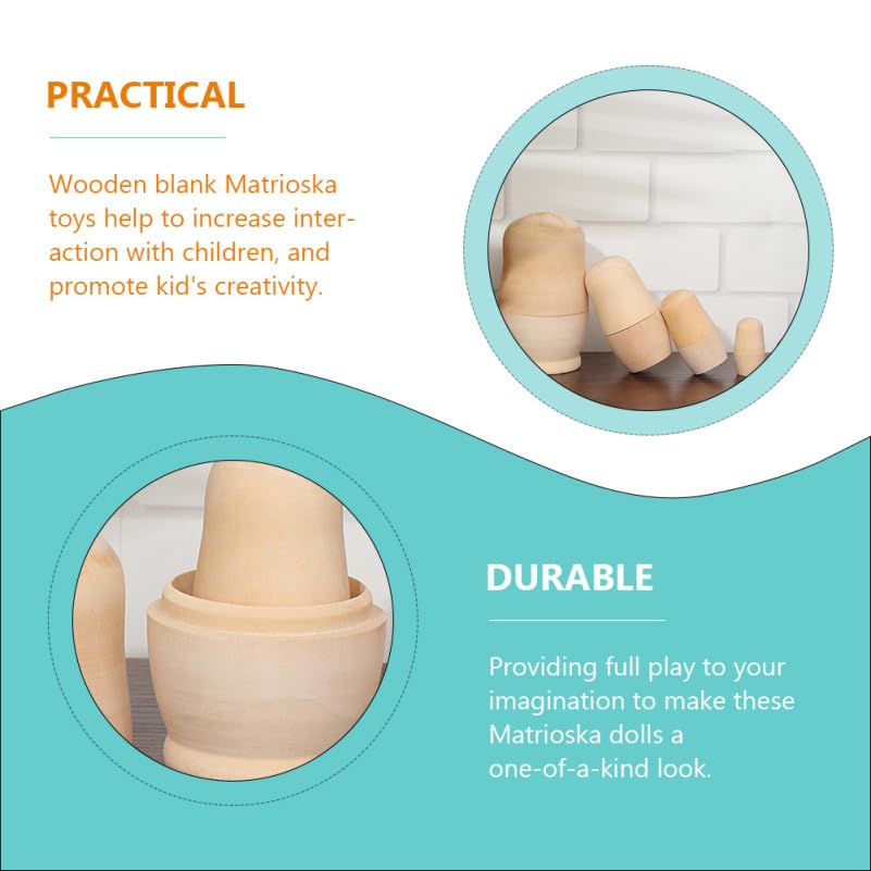Iplusmile Matryoshka Set of 3 Plain Unpainted Wooden Nesting Wooden Handmade DIY Painting Educational Russian Decorative Gift 3 Sizes Dolls, Kit, Kit,