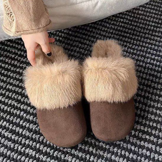

Mao Mao shoes are not tired of semi-dragging casual cotton slippers, versatile bag head, one pedal, soft sole, and new feet 42 темно-коричневого кольору