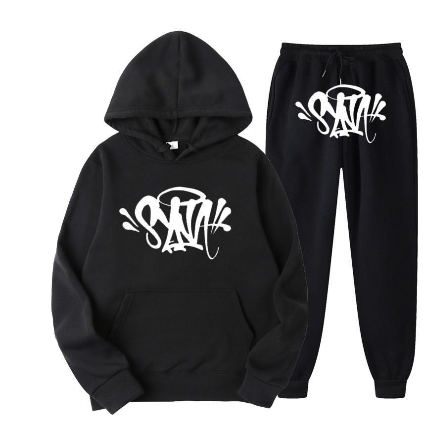 SynaWord High Street Fashion Trendy Brand Suit Men's Ins Trend Hip Hop Hoodie Syna Print Sweater Suit