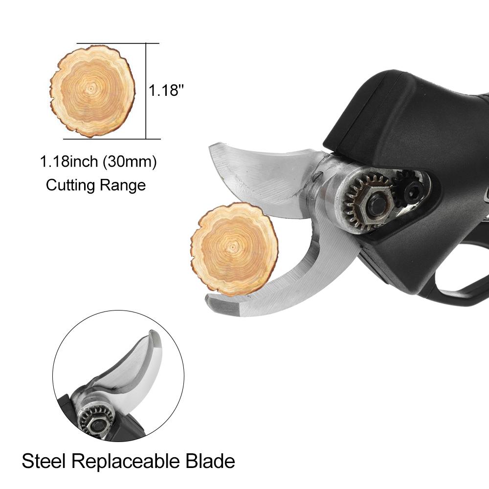 288V 30mm Electric Cordless Rechargeable Pruning Shears Secateur Fruit Tree Branch Cutter Garden Tools 22800mah Li-ion Battery Balck