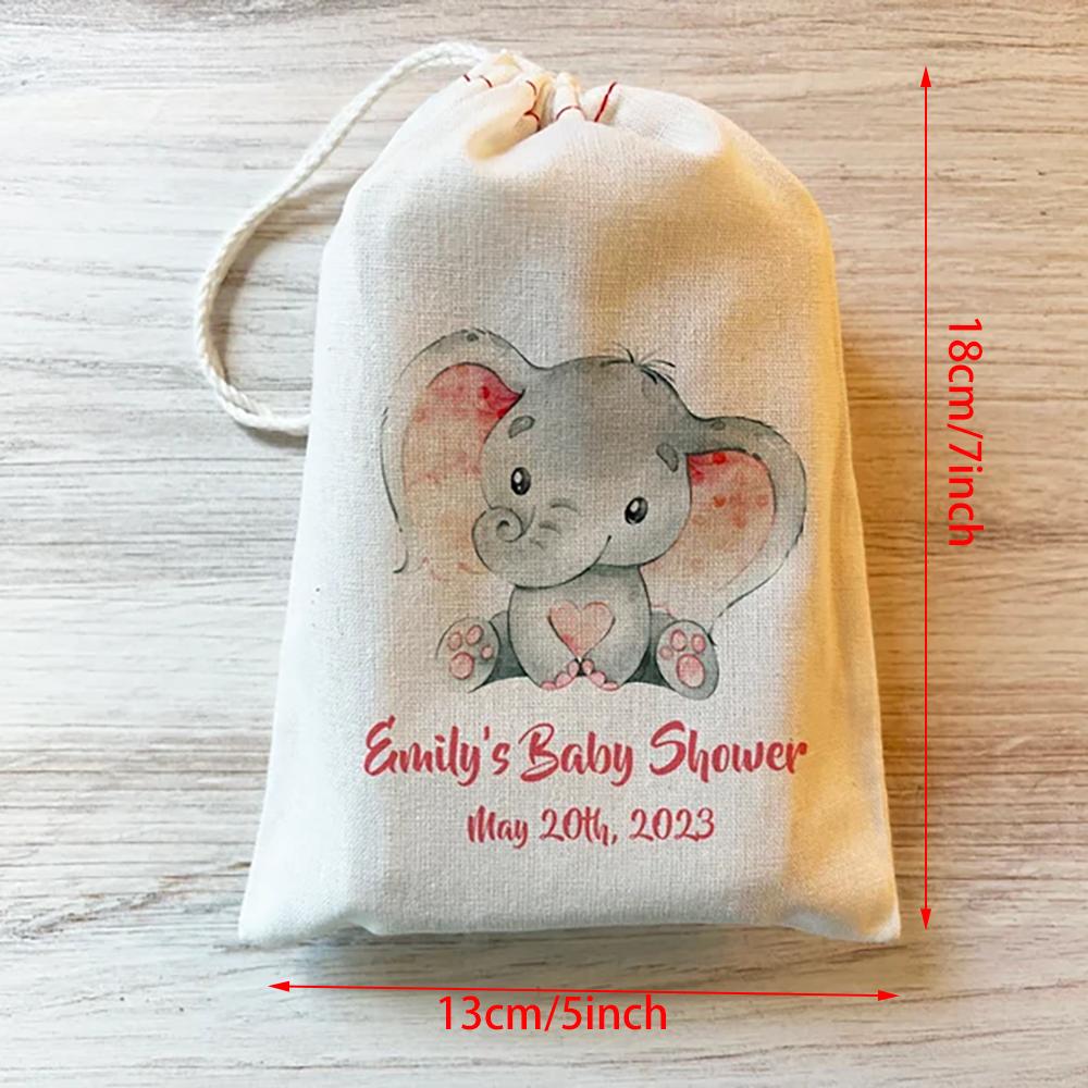 Custom Elephant Favor Bag Baby Elephant Theme Baby Shower Girl or Boy Thank You Kindergarten NewBorn Birthday Party Decor
