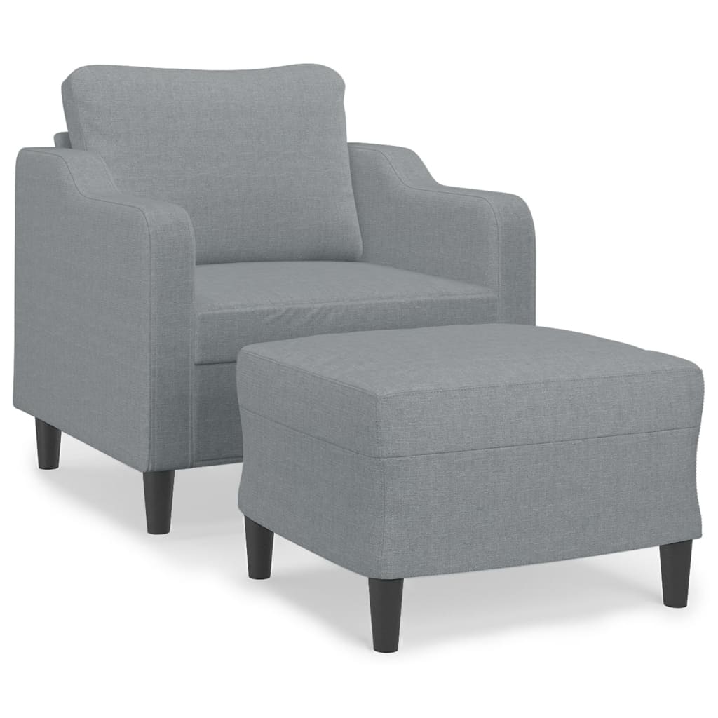Vidaxl Armchair with Footrest, Light Gray, 60 Cm, Upholstered In Fabric
