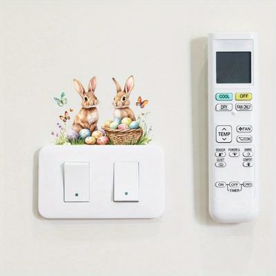 3pcs, Cartoon Rabbit Switch Sticker, Decoration Sticker, Bedroom Living Room Home Wall Sticker, Art Applique for Bedroom Room