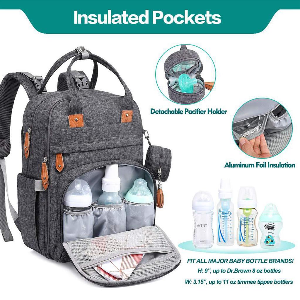 Mochila multifuncional para mamás: cuna plegable, bolsa de pañales impermeable de gran capacidad para mamás