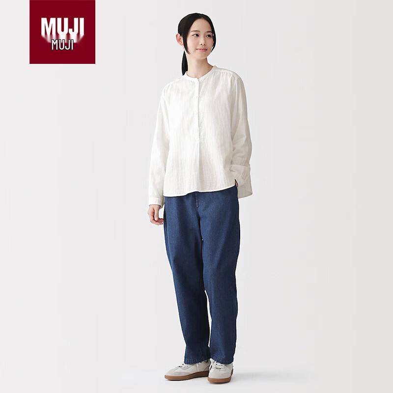 MUJI Блузка с длинным рукавом из смесовой хлопковой двойной марли M