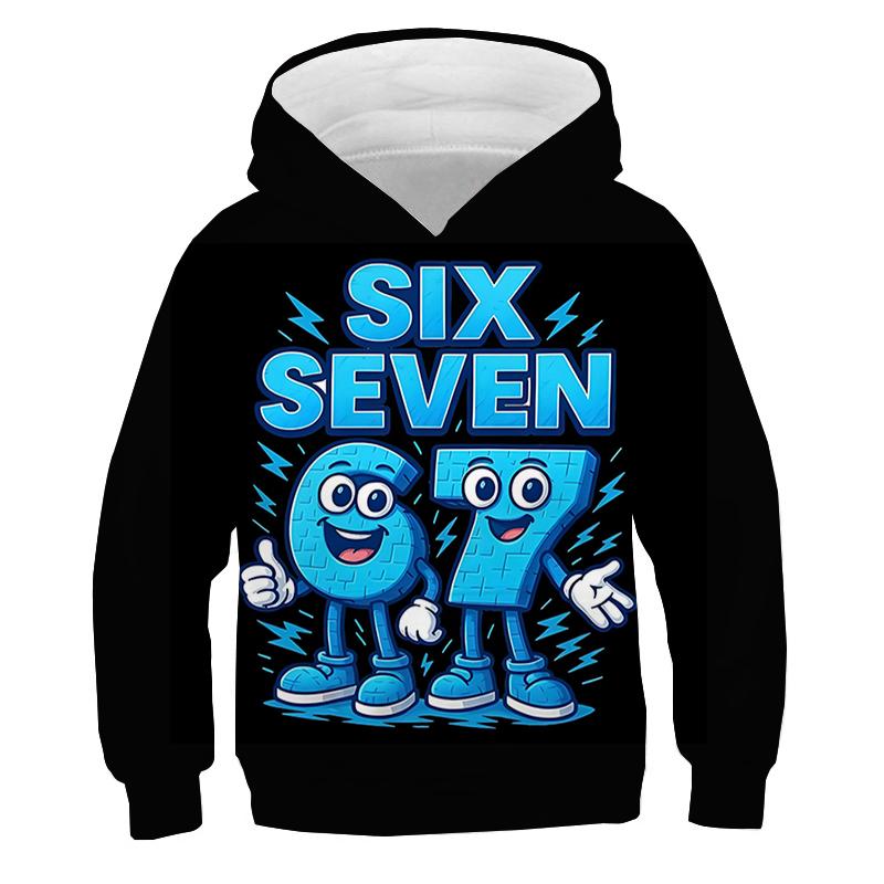 Kids Hoodies Funny Number 67 Print Sweatshirts Boys Girls Tracksuit Six Seven 67 3D Print Long Sleeve Pullover Children Clothes