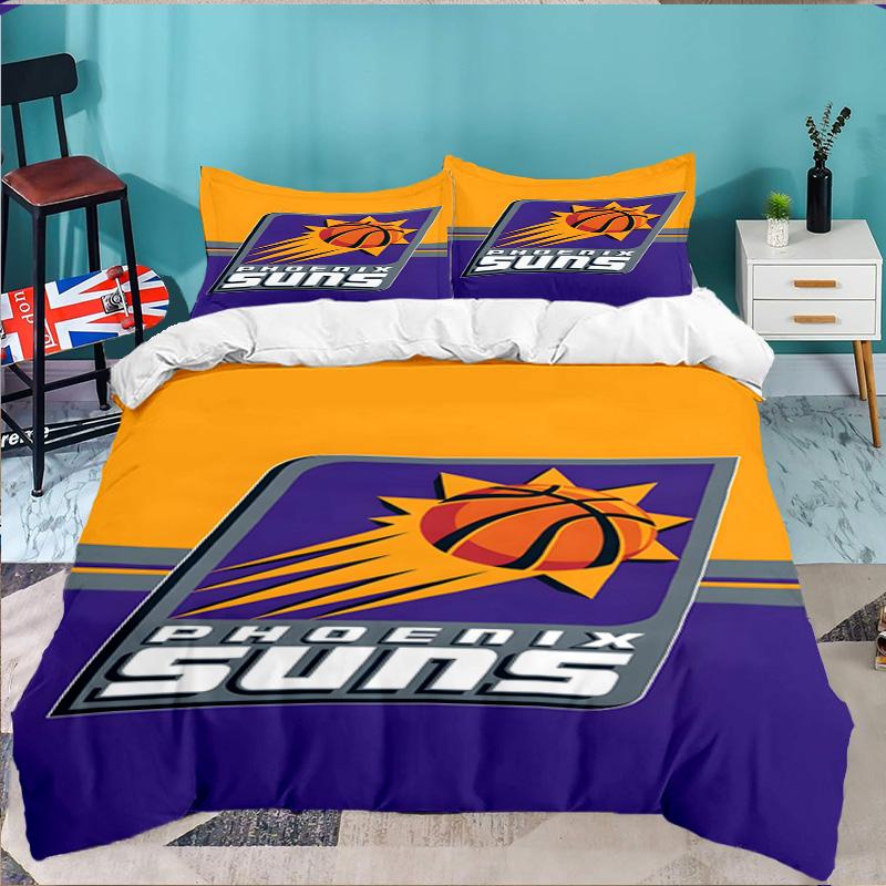 Suns Basketball Artwork 3pcs Bedding Set,Including 1pc Duvet Cover And 2pcs Pillowcases Perfect Gift for Christmas,Ideal for Bedroom, Dormitory
