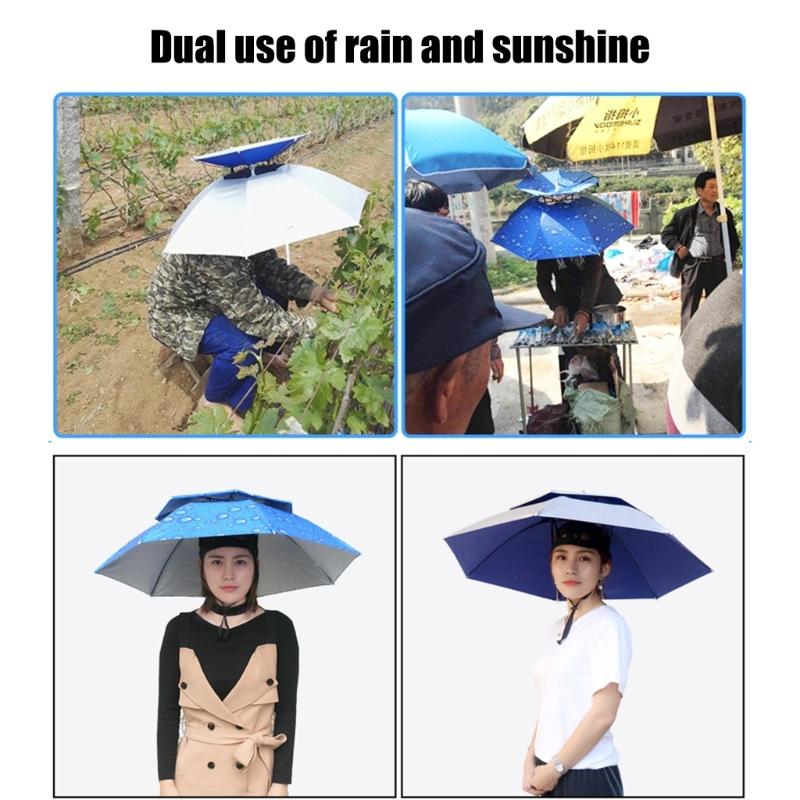 Umbrella Caps with Headband, Water Proof Foldable Umbrella Hat Head Umbrella Hat Fishing Umbrella Hat, Rain Umbrella Hat