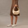 Calvin Klein Minimalist Commuter Pleated Zipper Underarm Bag Crescent Bag Women Shoulder Bag Vanilla-White 4F3010G-QER