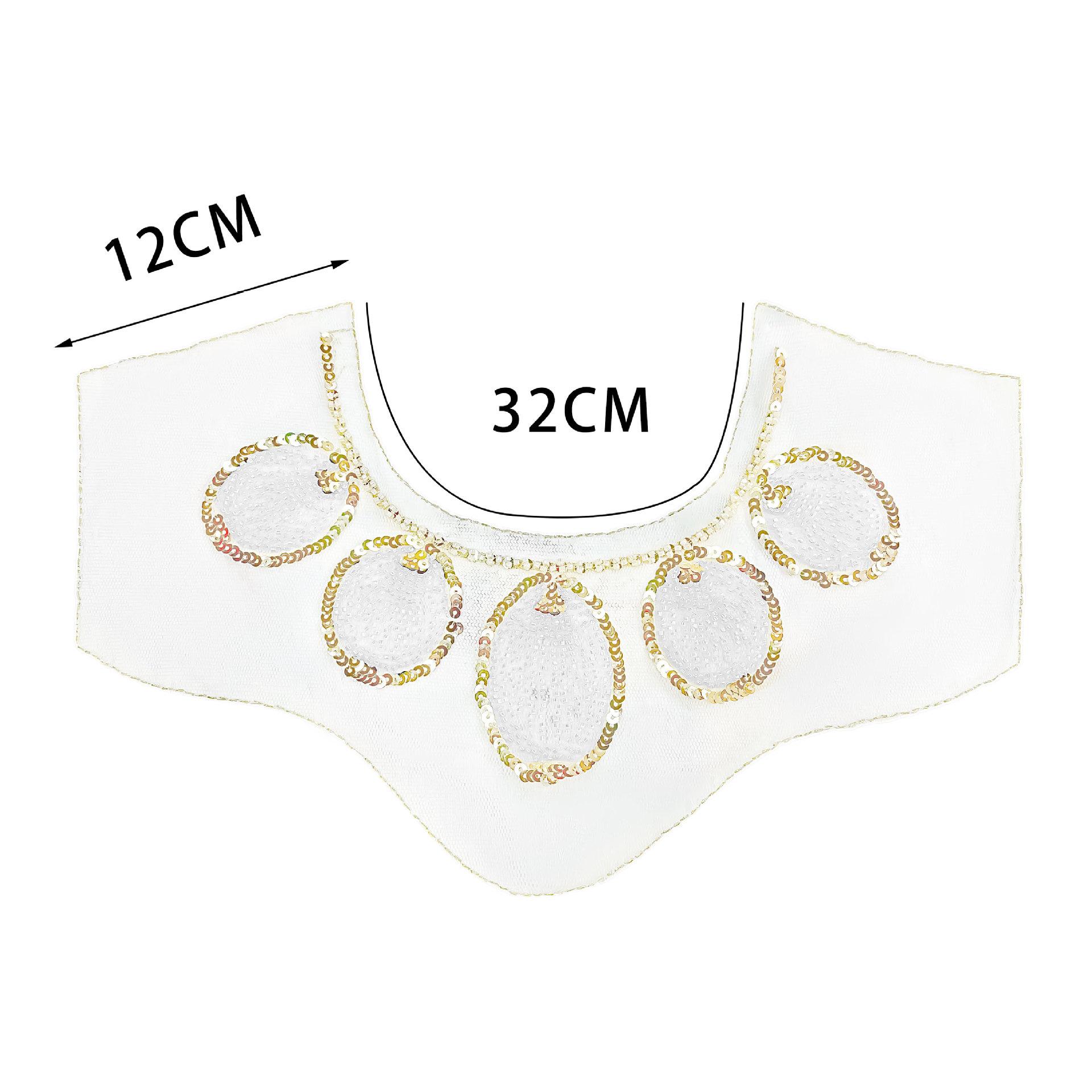 

Mesh Beaded Sequins Clothing Applique Dress Top Dress Decoration Front Collar Cloth Sticker Accessories H8047