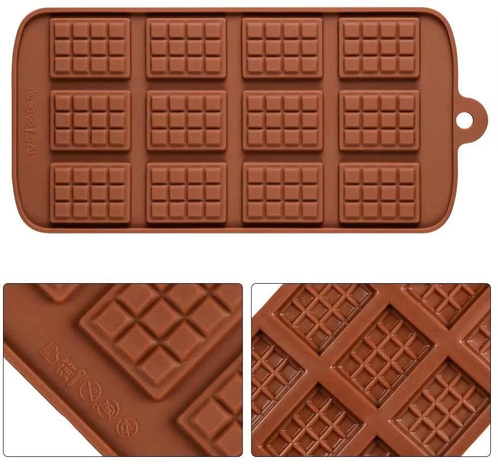 12 Gird Chocolate Silicone Molds Fondant Waffles Baking Mould Candy Cake Biscuit DIY Handmade Soap Candle Making Supplies