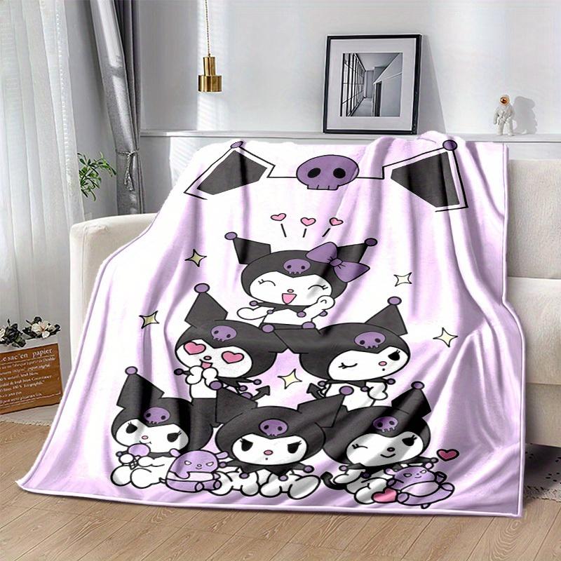 1pc, Sanrio Cute Skull Cat Home Decor Flannel Blanket: Perfect Gift for Bedroom, Living Room, Travel, Camping, Car, Beach, Office Naps, Ideal Sofa Bla