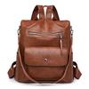 Large Capacity Travel Bag Women's Soft Leather Backpack Retro Commuter Backpack