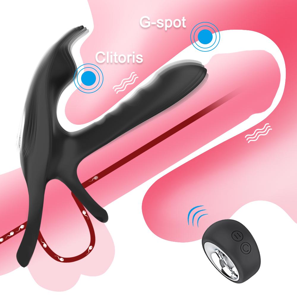 Remote Control Penis Ring Vibrator Sex Toy For Men Delay Time Prostate Massager 360° Rotation Twisting Vibrating Cock Rings 18+