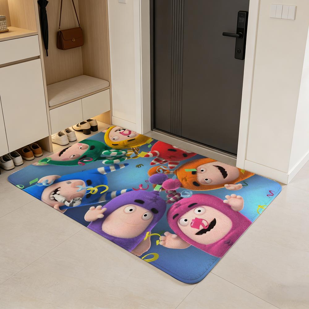 

cartoon O-Oddbods Floor Mat Flannel Door Mat Non-Slip Absorbent Washable Indoor Home Rug 40x60cm