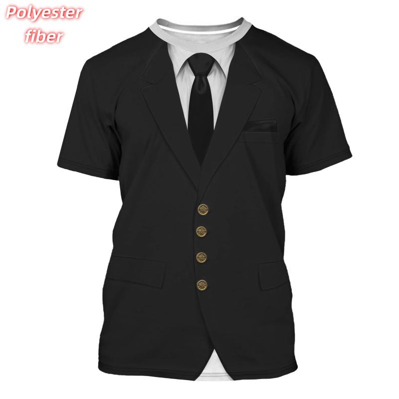 3D Print Cosplay T-Shirt For Men Fake Suit Pirate Pattern Tees Summer Street Casual Short Sleeve Tops Loose Round Neck T Shirts XXS