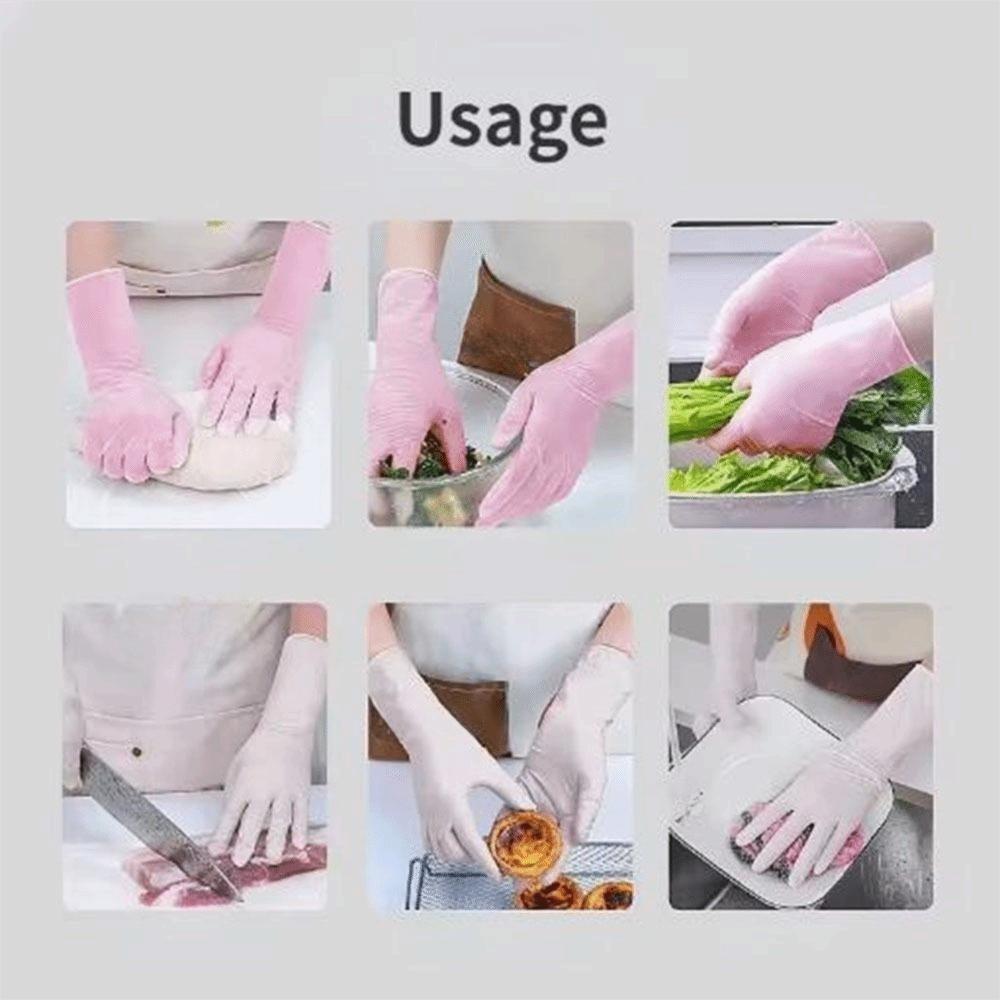 30Pcs Food Grade Nitrile Gloves Waterproof Dishwashing Gloves  Food Handling