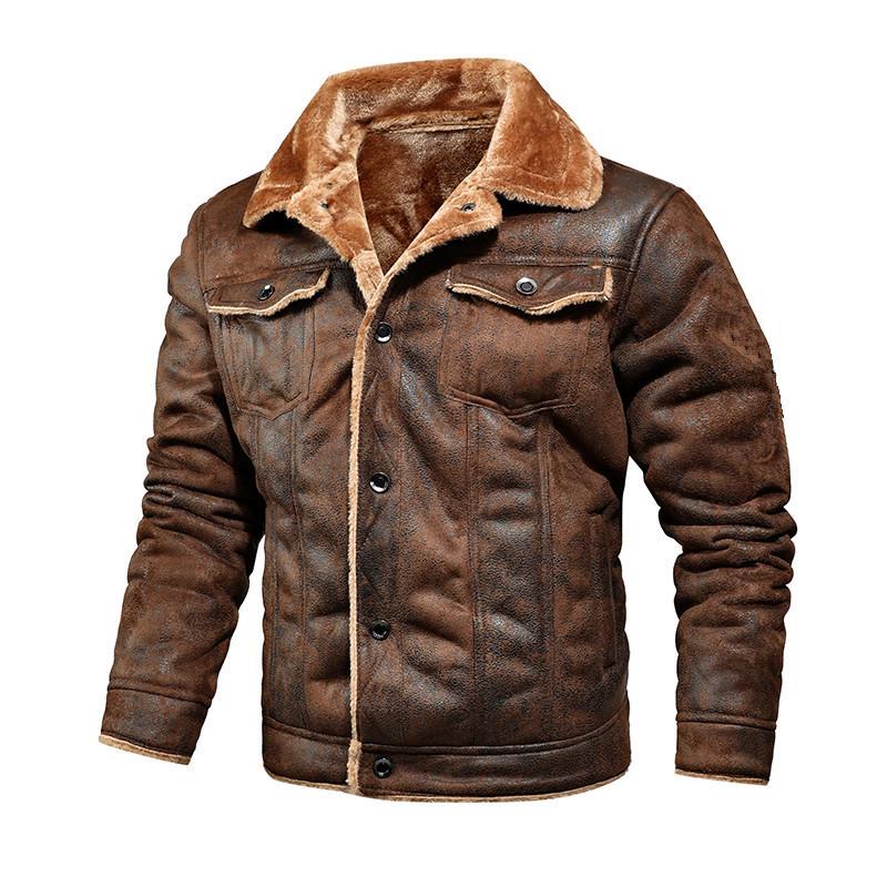 Spring Casual Black Single-Breasted Fleece Jacket with Lapel Fur and Side Seam Pockets