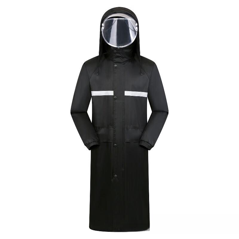 JinHe Double Brim Pongee Long Raincoat