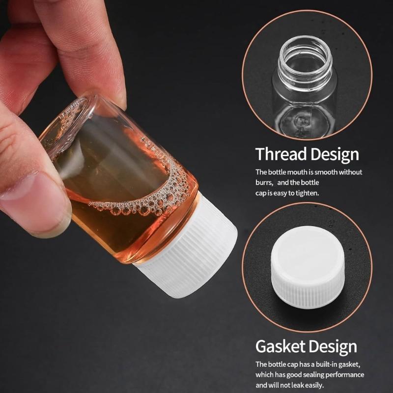 Set of 60 Plastic Bottles with Lids 15ml Capacity Transparent Dispenser Bottles Liquid Storage and Dispensing Bottle
