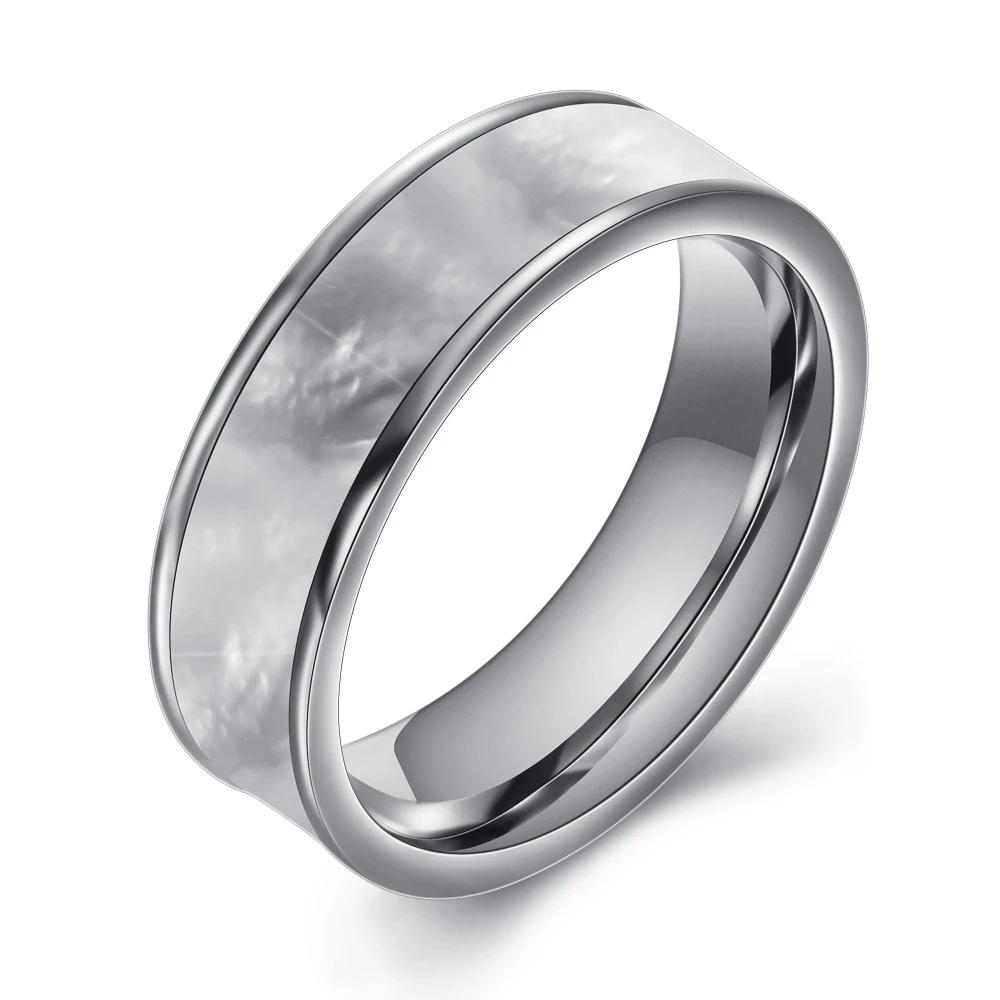 Two Color Fashion 316L Stainless Steel Jewelry Ring Natural Shell Wedding Rings for Women