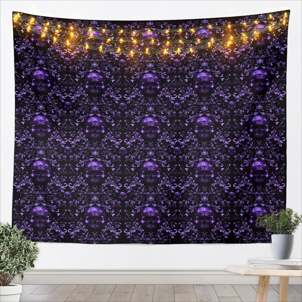 Kids Black White Wall Hanging Blanket for Boys Girls Teens Antique Victorian Baroque Wall Art Breathable Gothic Vintage Floral
