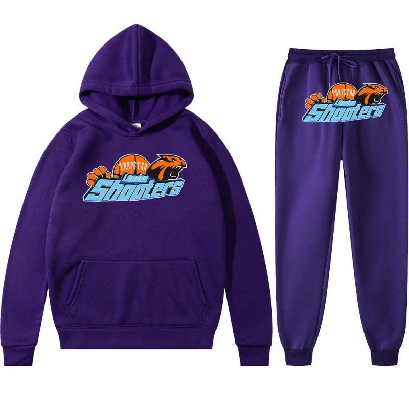 Printed Sportswear Men's Two-piece Loose Hooded Sweatshirt Set