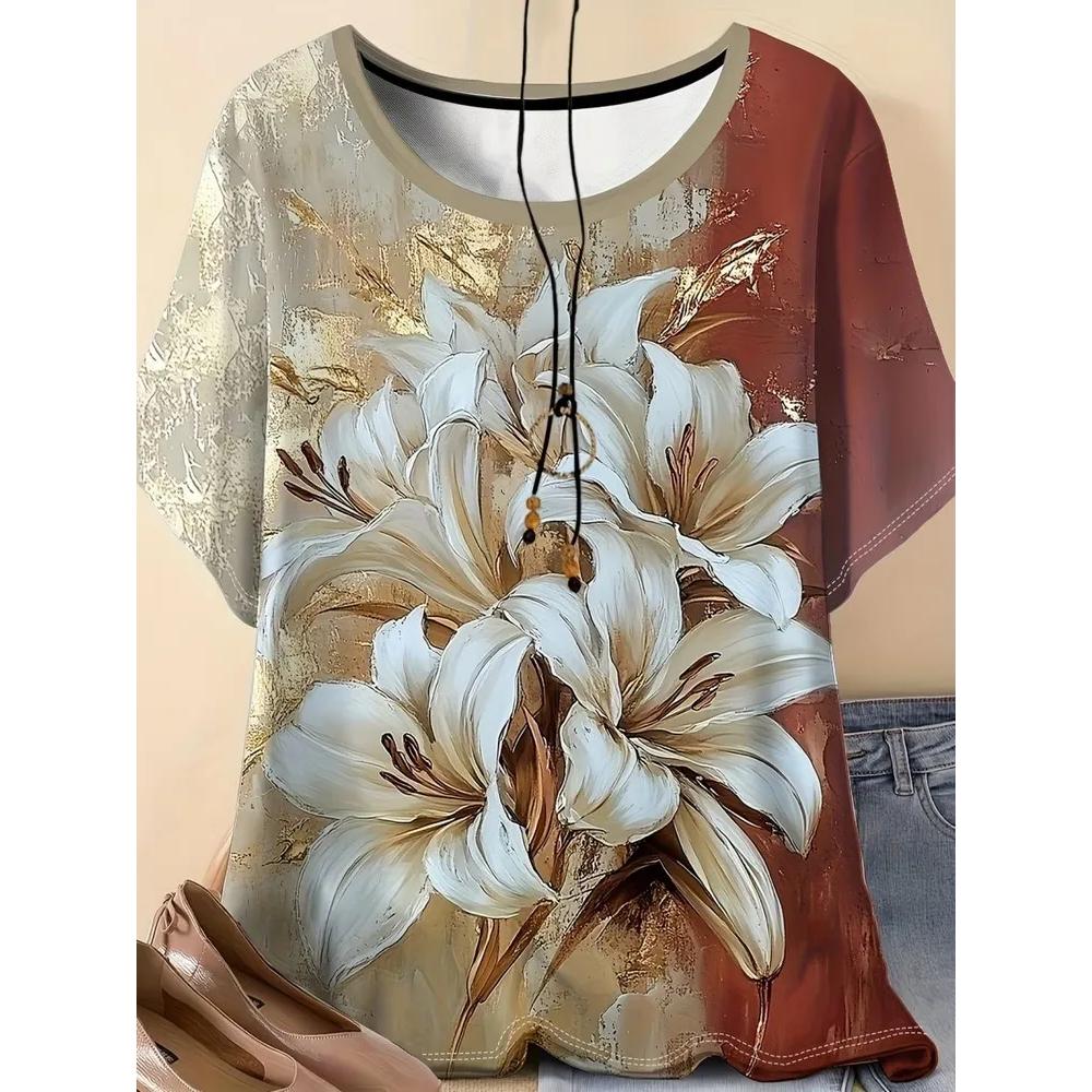 Fashion Women's Printed Versatile Top Casual Short Sleeve Comfortable and Breathable T-Shirts Women’s
