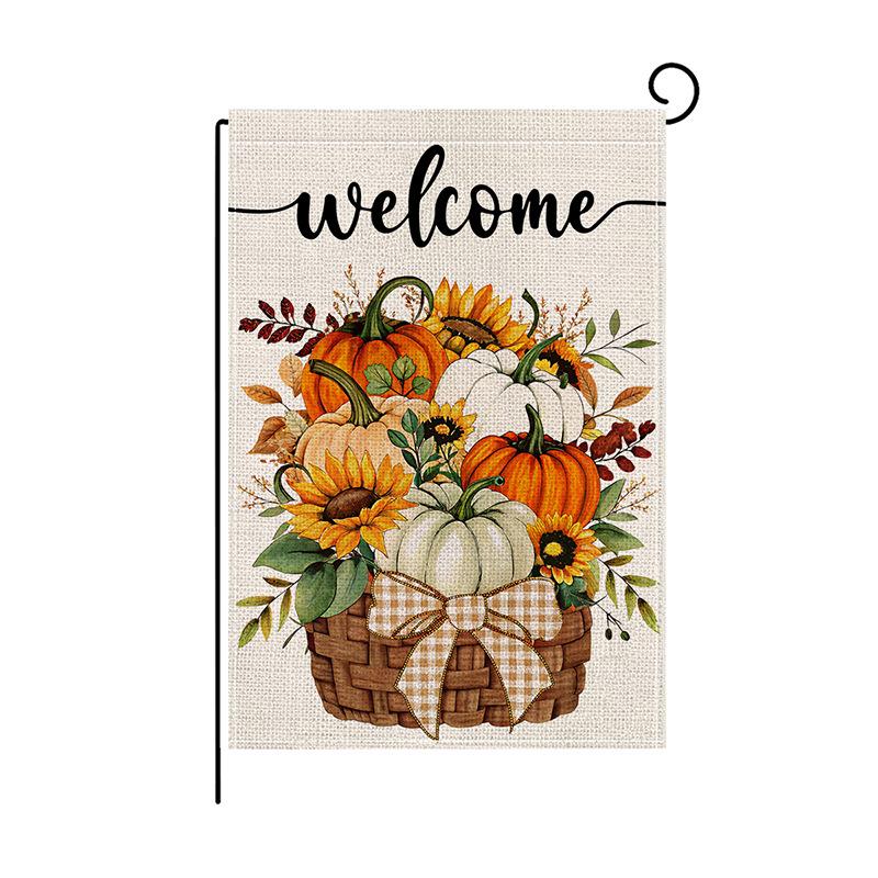 Harvest Festival Garden FlagAutumn Pumpkin Printed Letter Courtyard Decoration Small Flag