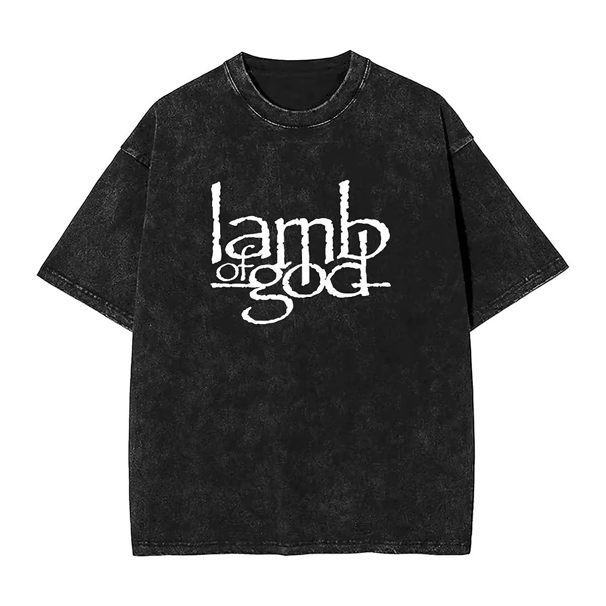 

Oversized Washed T-Shirt Lamb of God Casual T-Shirts Music Band Novelty Tshirt for Men Beach Fun Pattern Clothes 3XL