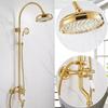 Tuqiu Gold Badezimmer Duscharmatur Set Chrom Badezimmer Regendusche Mischbatterie Poliertes Gold Messing Bad- und Duscharmatur Set