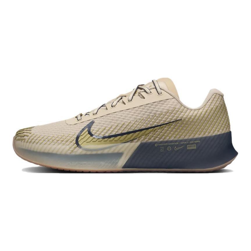 Nike Court Vapor 11 Hc Premium Sanddrift Thunder Blue Gum Medium Brown Metallic Gold Sneakers FN4735-101