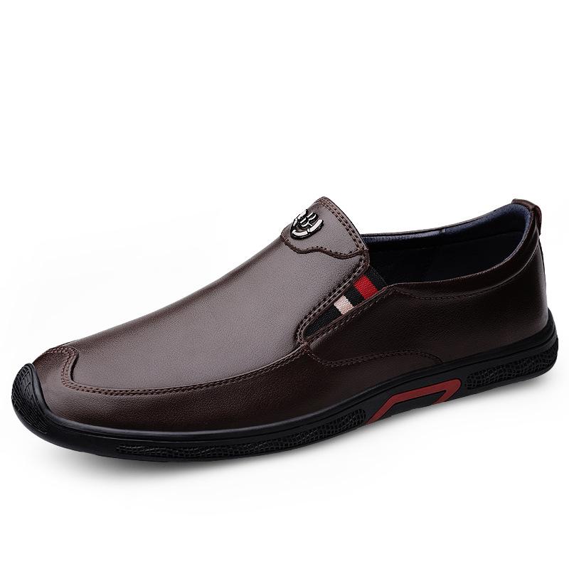 Men s Cross-Border Leather Loafers: Slip-On, Flat, Large-Size, Low-Cut Casual & Driving Shoes 36
