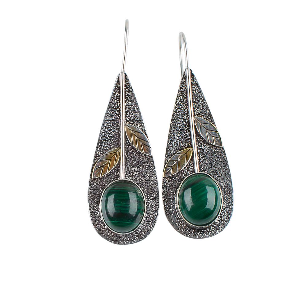 Natural Malecite Gemstone 925 Sterling Silver Jewelry Handcrfated Earrings 2.00" EE-72-33