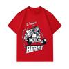 Men's 100% Cotton Crew Neck Short Sleeve T-Shirt, Unleash The Beast Muscular Lion Weightlifting Print Casual Fitness Workout Top