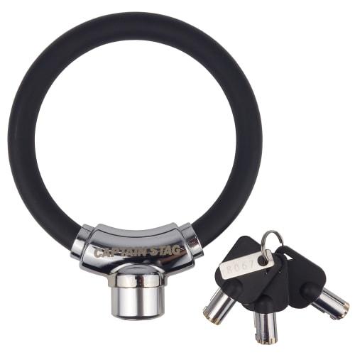 

[.co.jp limited] Captain Stag Bicycle Key Wire Lock Zinc Alloy PVC Coating Dimple Key Length 300mm Diameter 12mm Inner Diameter Approx. 90mm Black Y-7