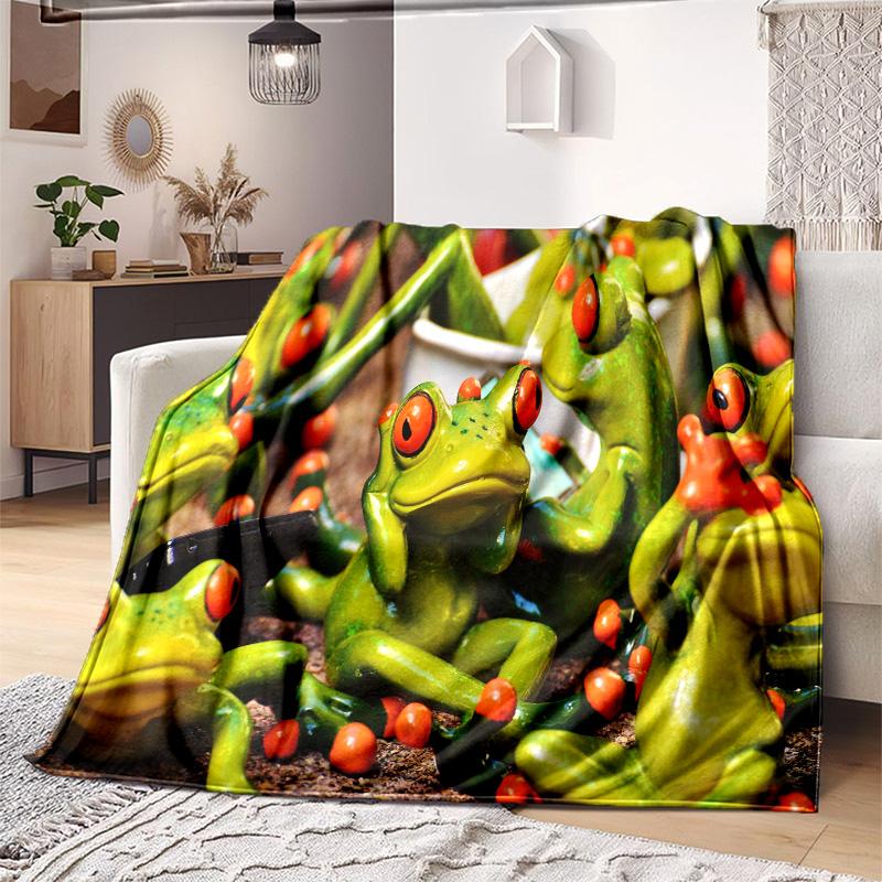 Frog Plush Blanket Suitable All Seasons Soft Comfortable Sofa Office Nap Travel Birthday Gift Christmas Present