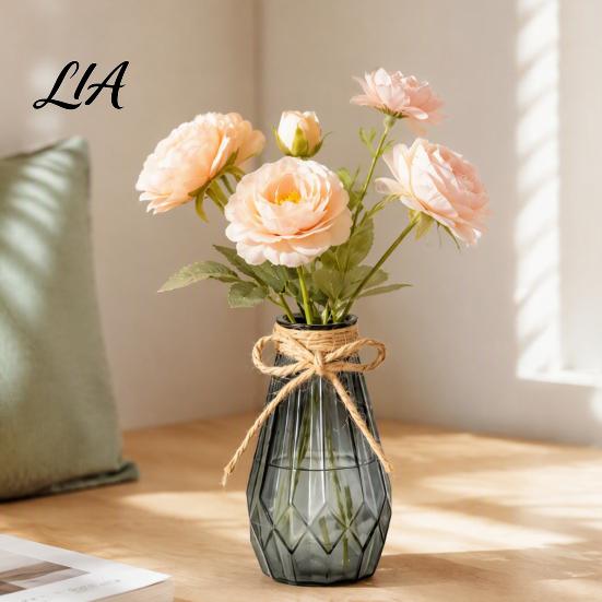 Clear Bud Vase Decorative Flower Vase, Transparent Glass Style Holder for Home Amber Decor, Modern Thickened Floral Container Fresh And Dried Flowers