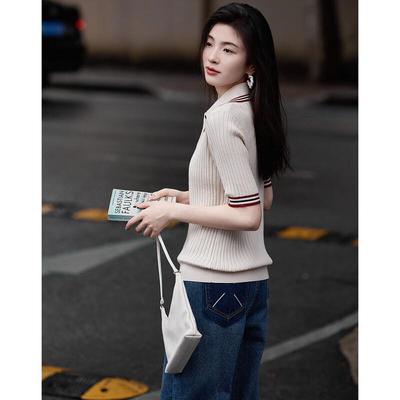 Demana Damen Color-Block Strick-Polo