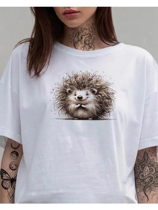 Hedgehog T-shirt – summer print XL