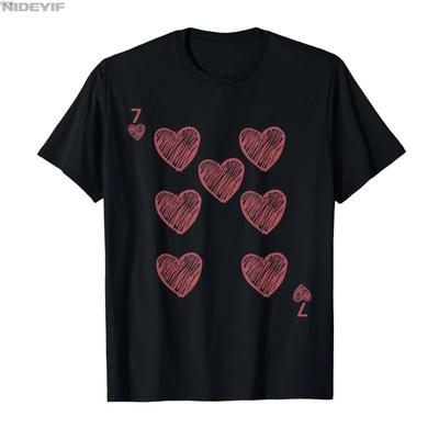Funny 6 7 Valentine Love Heart Playing Card Matching Couples T-shirt for Men Women 100% Cotton T Shirts Short Sleeve Tops