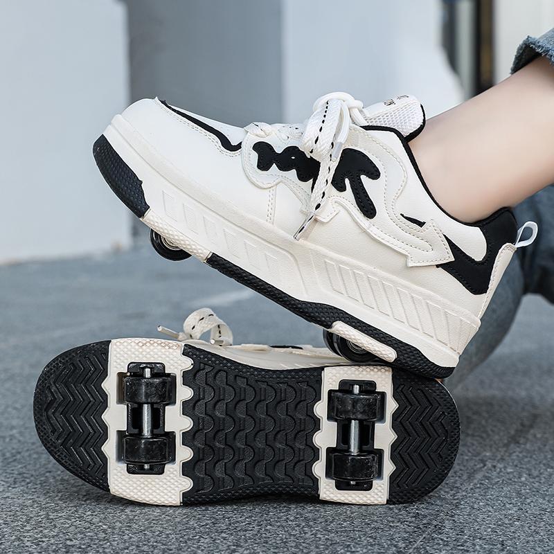 Scarpe con ruote per bambini/ragazze, stivali sportivi a quattro ruote, pattini a rotelle rimovibili, scarpe da skate per studenti, scarpe sportive
