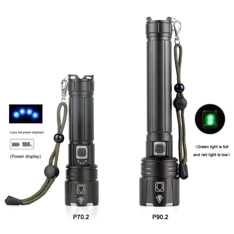 High Power XHP70 LED Flashlight Rechargeable Zoom Torch Tactical Lantern USB Charging Hand  Lamp  18650 or 26650 Battery