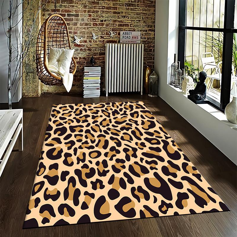 Leopard Print Pattern Carpet with Black Spots on Tan Background for Home Décor. Suitable for use as an anti-slip    for    room and bedroom sofas