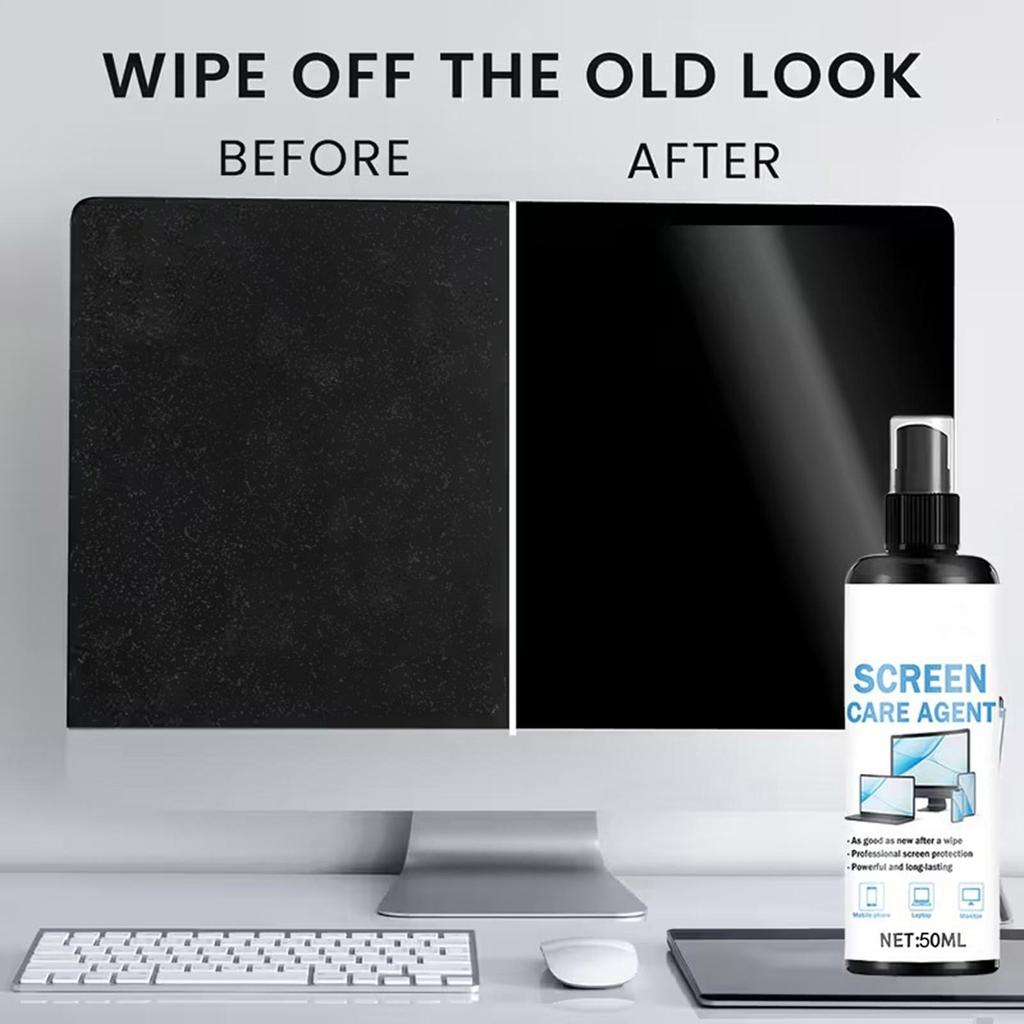 Screen Cleaner Spray 50ml Dust Remover Screen Cleaner with Wipe Cloth for Television Mobile Phone Electronic Devices Monitors