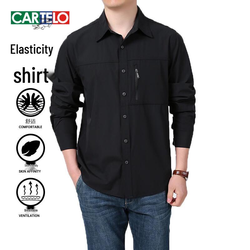 Cartelo Men's Stretch Long Sleeve Business Casual Shirt