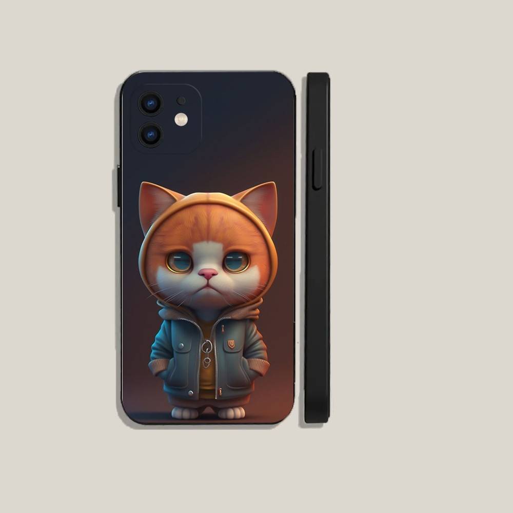 Cute Cartoon Animal Phone Case For iPhone16,15,14,13,12,11,Plus,Pro Max,XS,X,XR,SE,Mini,8,7 Soft Silicone Black Cover