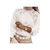 Round Neck Hollow Lace Knitted Sweater for Women with Commuting Temperament and Versatile Pullover Top